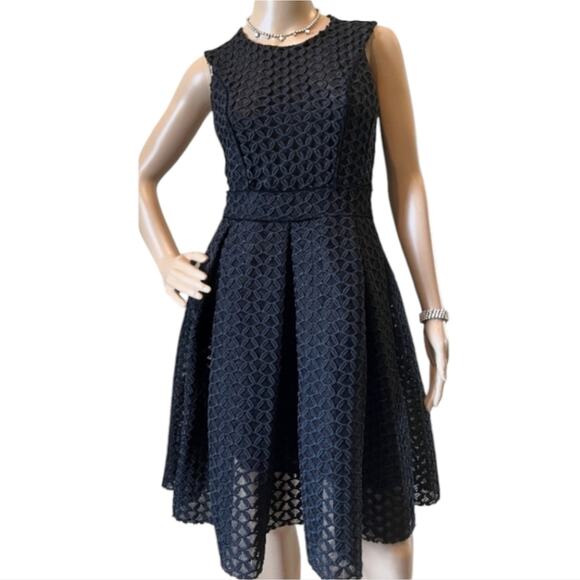 Maje Rosianne Black Fit and Flare Eyelet Dress Cocktail Party Occasion Size Med - Picture 2 of 16